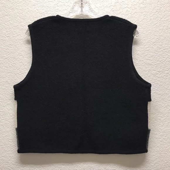 Vintage Equestrian Striped Horse Bit Clasp V-neck Wool Vest Size 10 - Picture 2 of 5